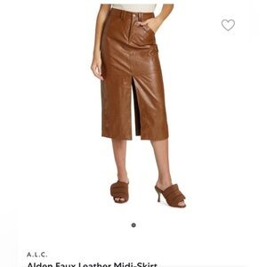 A.L.C. Alden midi vegan leather skirt in cognac